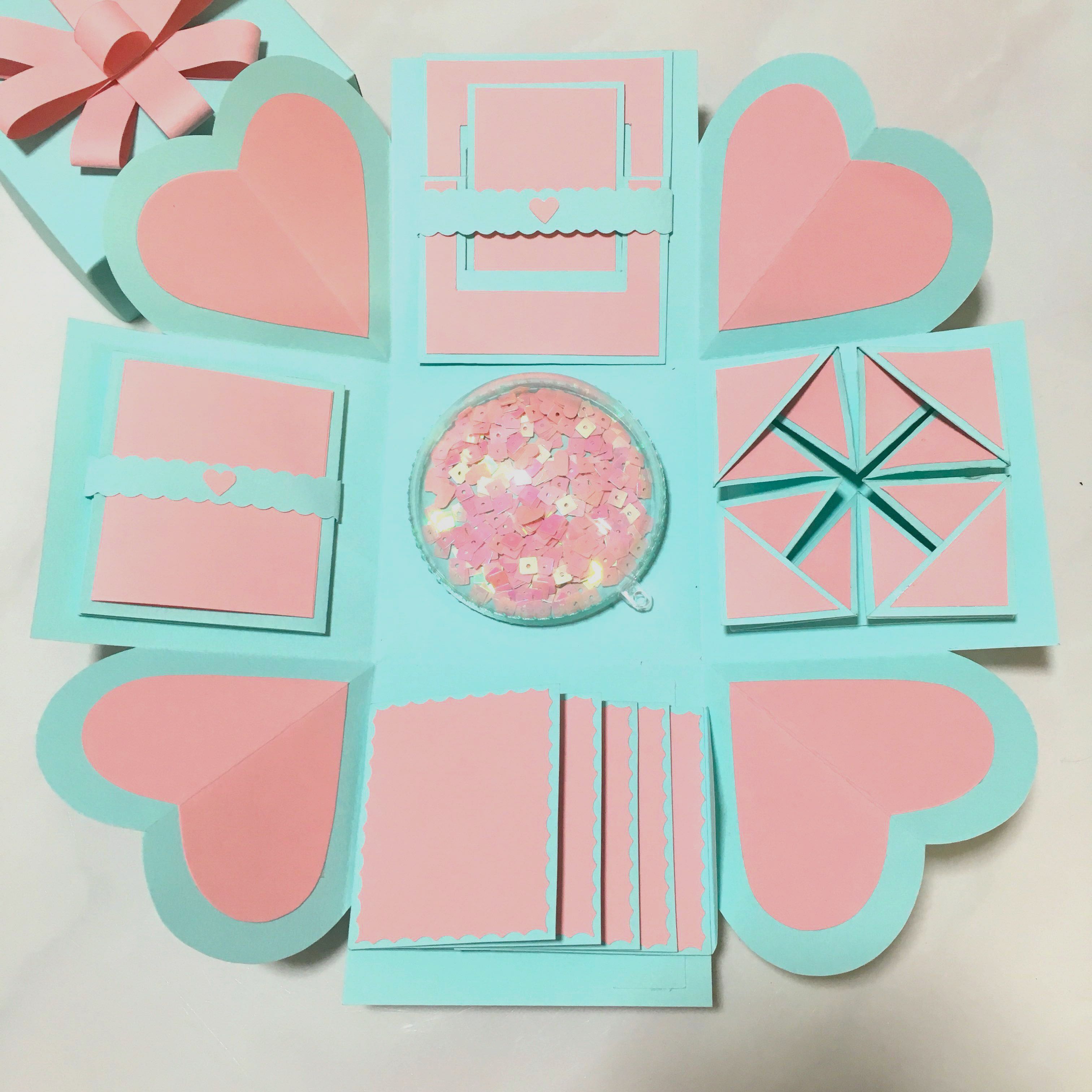 Baby Pink X Mint Themed Love Birthday Anniversary Explosion Box