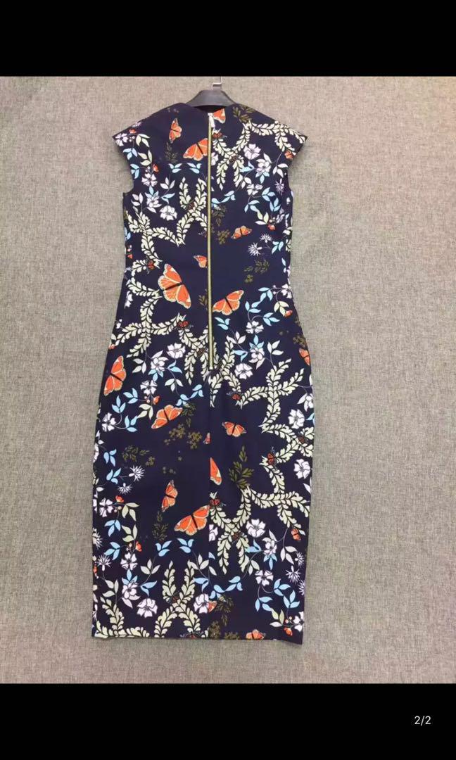 BNWT Authentic Ted Baker Kyoto Garden Kiarra Bow Neck Dress
