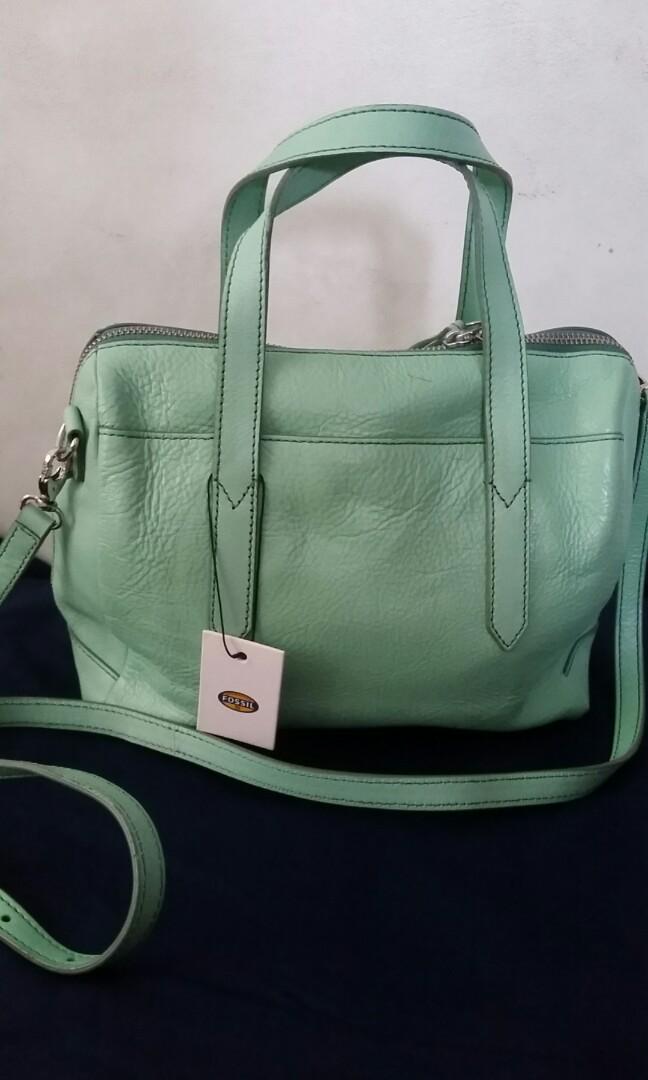 Fossil, Bags, Fossil Sydney Satchel Bag Teal Mint Seafoam Green Pebbled  Leather