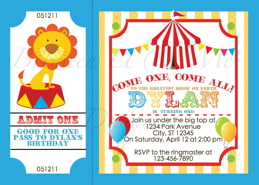 Tear Off Circus Ticket Kid Birthday Invitation Card Design Craft Others On Carousell