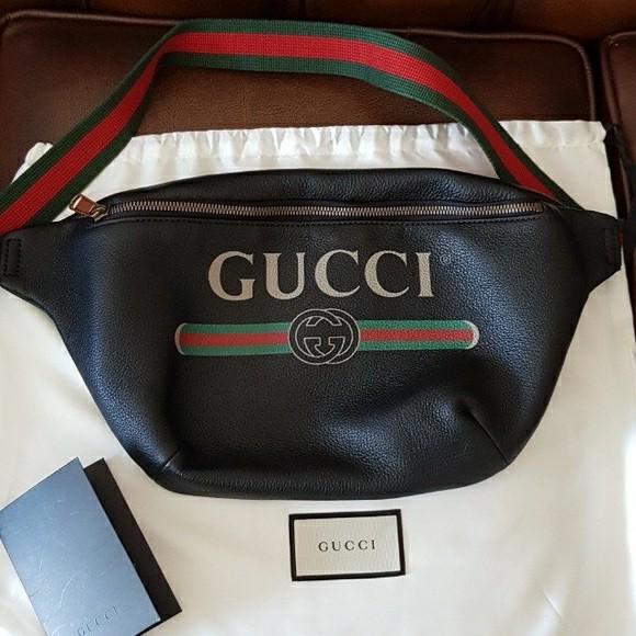 Gucci print leather bumbag waist bag 