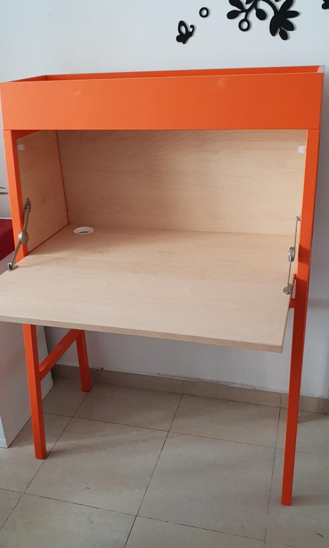 Ikea Orange Secretary Desk 60, Furniture & Home Living, Furniture