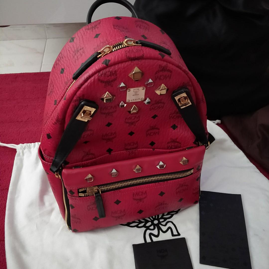 Mcm red bookbag sale