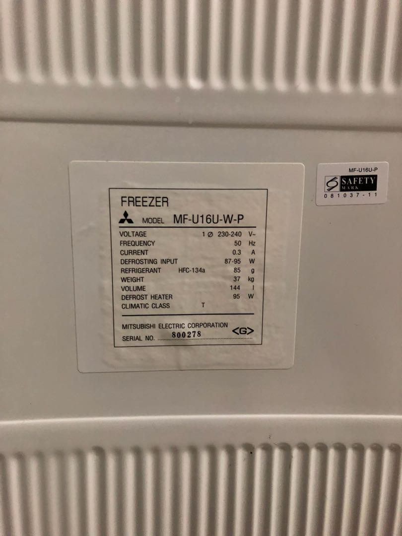 Mitsubishi upright freezer 160 litres used, TV & Home Appliances