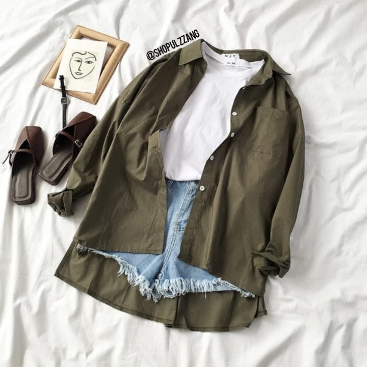 White and green button up shirt Clearance