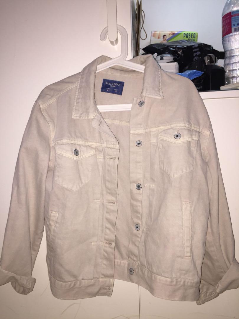 pull and bear white denim jacket