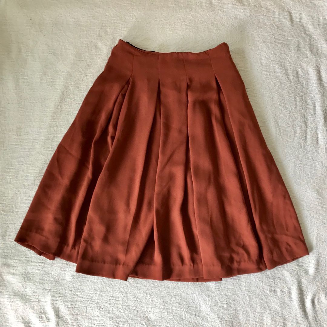 Terracotta/ Natural stripe gathered skirt