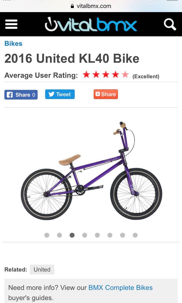 United KL40 Purple BMX Bike Sports Equipment Bicycles Parts