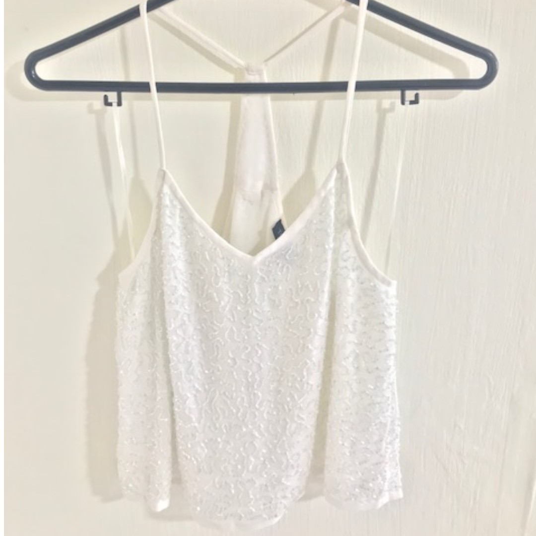 white glitter tops