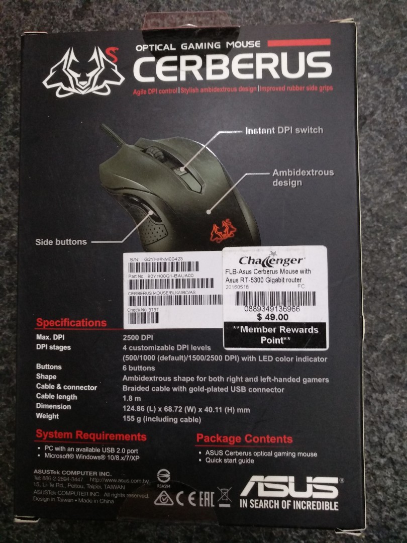 Asus Cerberus Gaming Mouse Electronics Computer Parts Accessories On Carousell