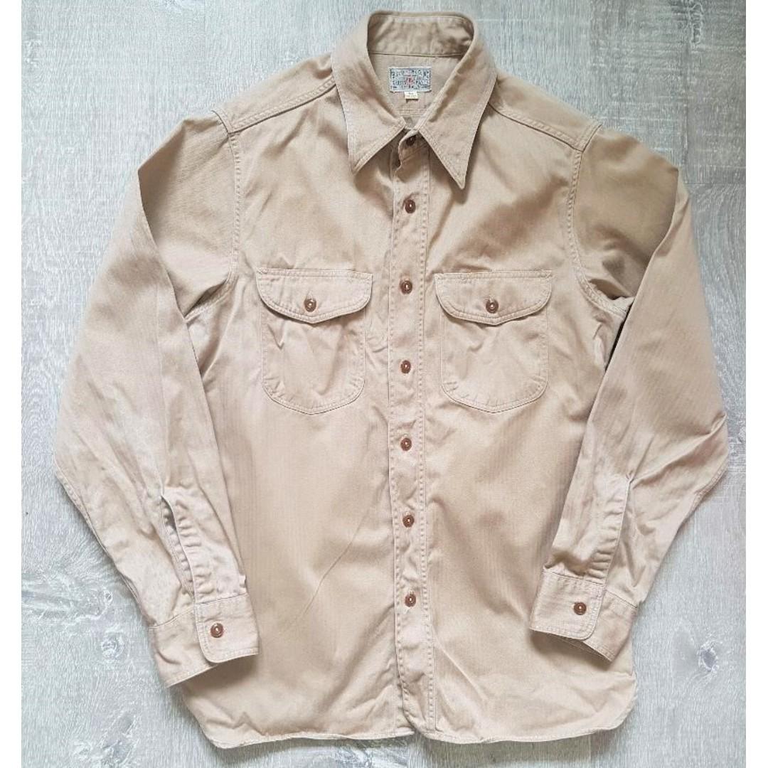 Buzz Rickson's Herringbone Khaki Work Shirt Sz S, Men's Fashion