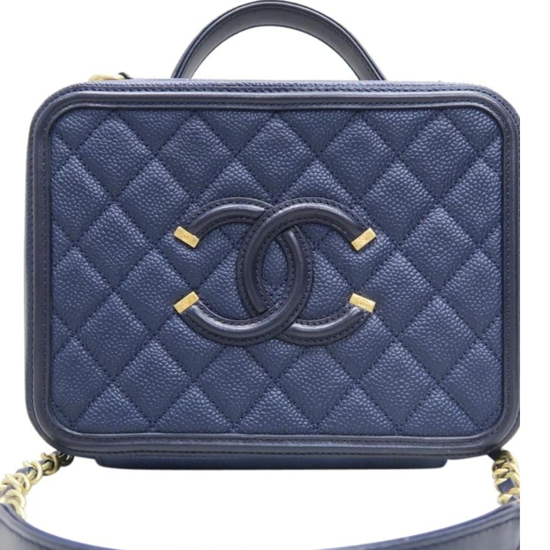 Chanel vanity case navy sale