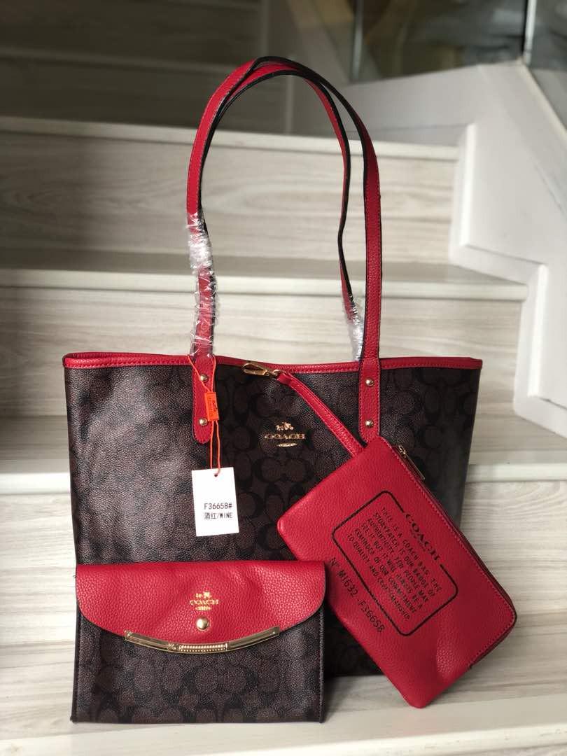 Coach reversible tote hot sale red