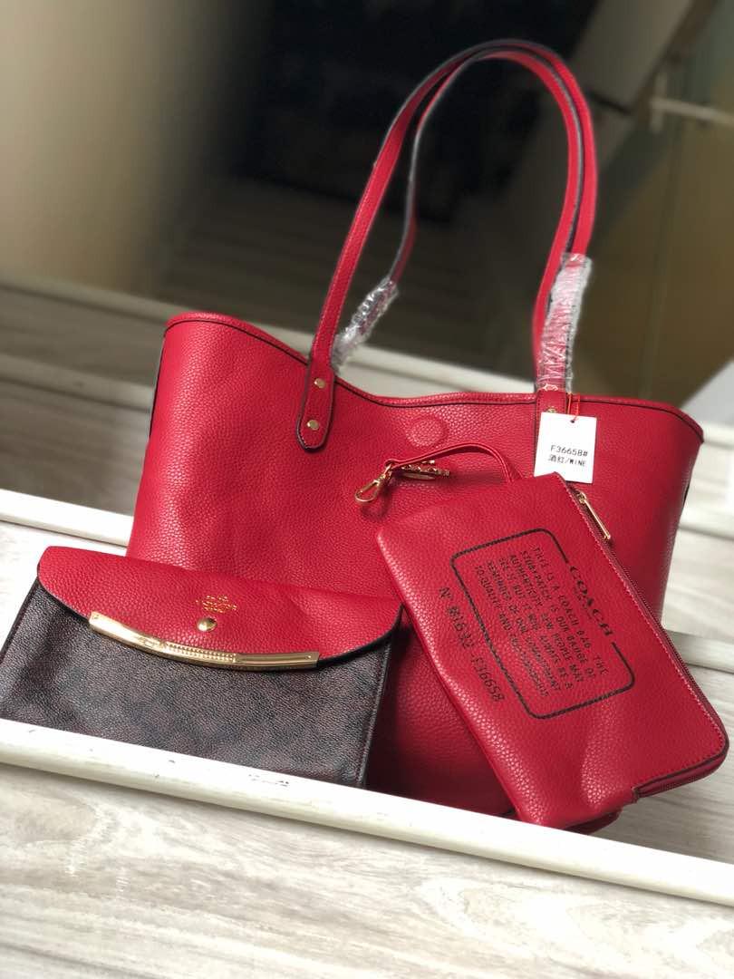 Coach reversible tote red deals
