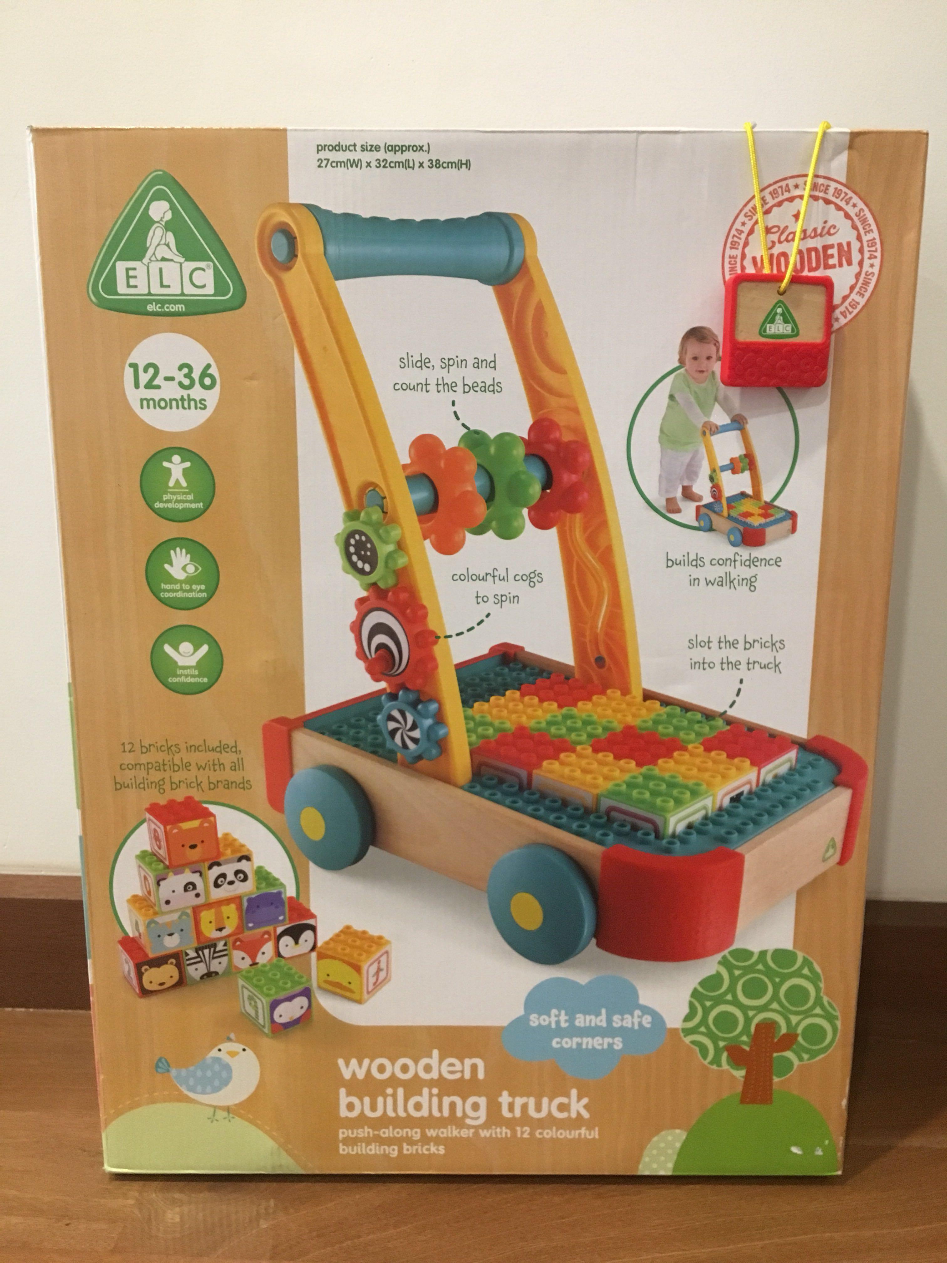 Elc wooden hot sale walker with bricks