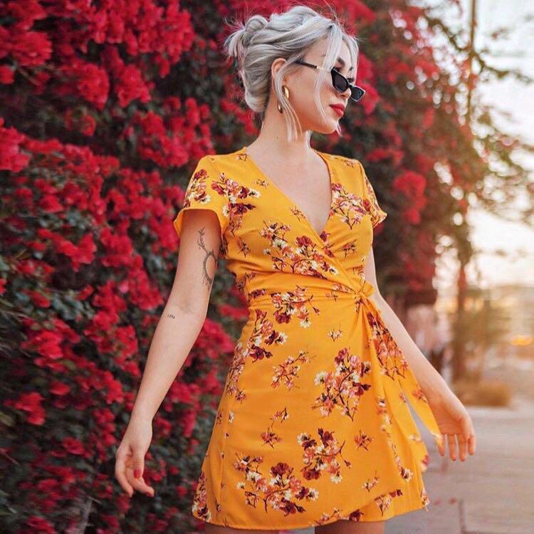 h&m patterned wrap dress