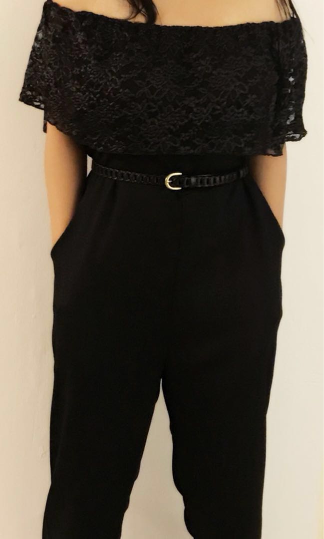 lace off shoulder romper jumpsuit UK14