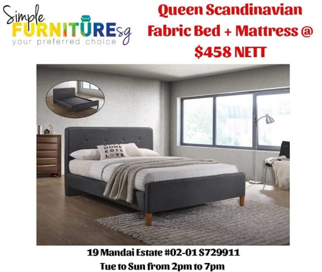 Scandinavian Fabric Queen Bed Mattress Furniture Beds Photo