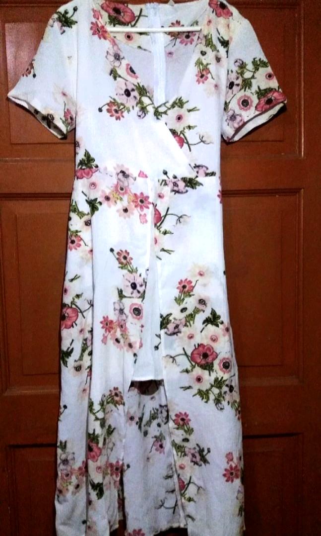 Floral dress short on sale front long back