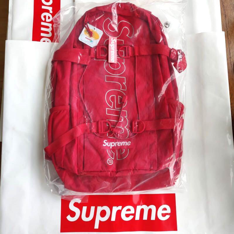 supreme backpack red leather