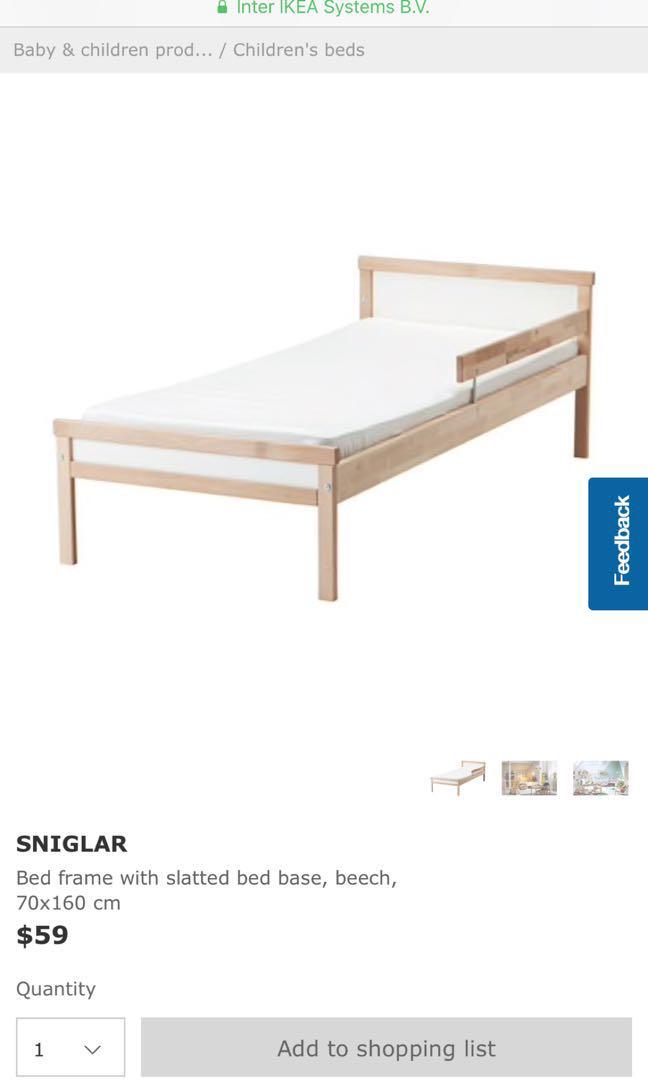 Used SNIGLAR Toddler Bed from Ikea, Babies & Kids, Baby Nursery & Kids