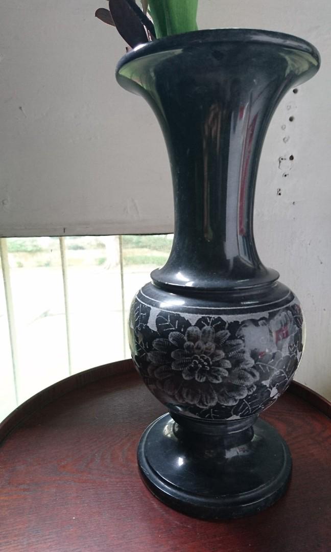 Vintage Black Granite Flower Vase Vintage Collectibles Vintage