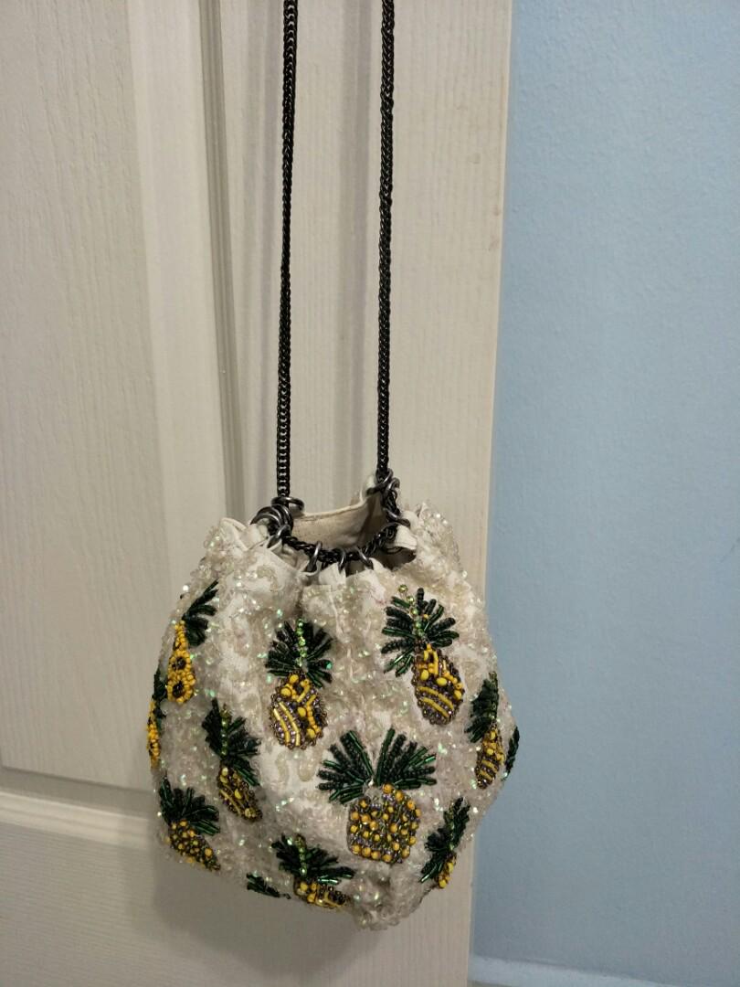 Zara Pineapple Bling Beads Bag, Women's 