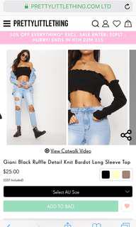 Plt black knit off shoulder top