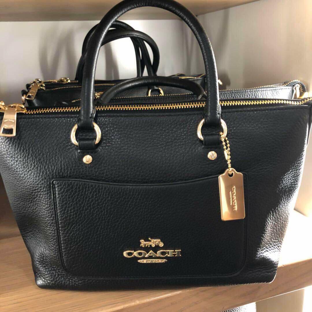 Coach mini emma satchel black green redpink