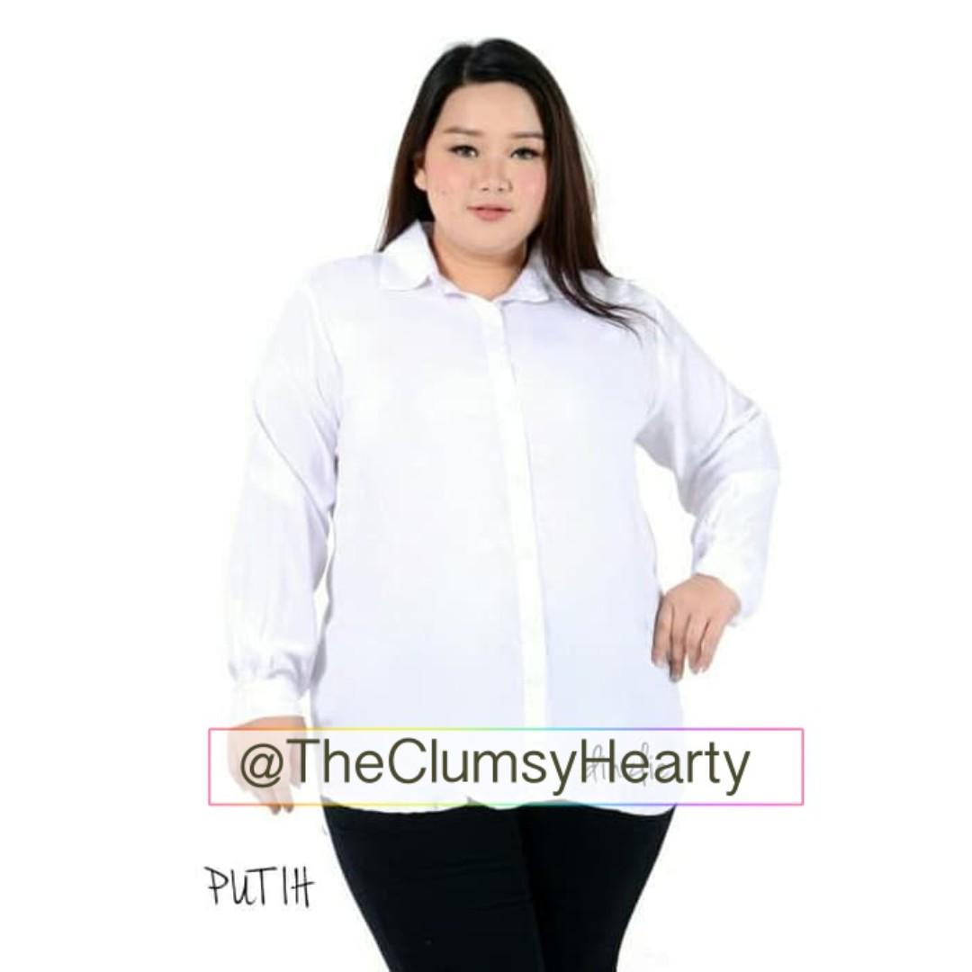 Kemeja Putih Jumbo Kemeja Kerja Wanita Putih Kemeja Hijab Kemeja Lengan Panjang Bigsize Jumbo L Xl Xxl Xxxl Fesyen Wanita Pakaian Wanita Atasan Di Carousell