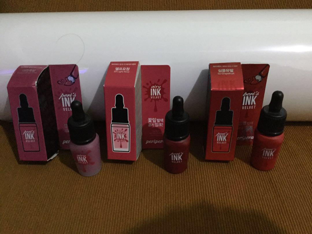 Lot Authentic Peripera Ink Velver Airy Ink In So Grapefruit Deep Celeb Rose Elf Light Rose Beauty Personal Care Face Face Care On Carousell