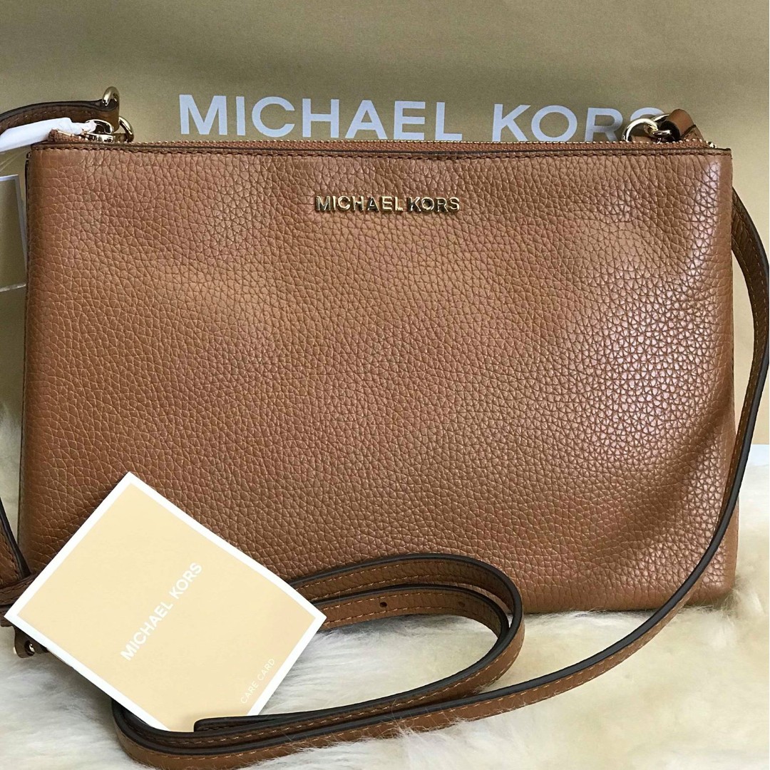 Michael Kors Jet Set Travel Double Gussets Crossbody Bag Luggage