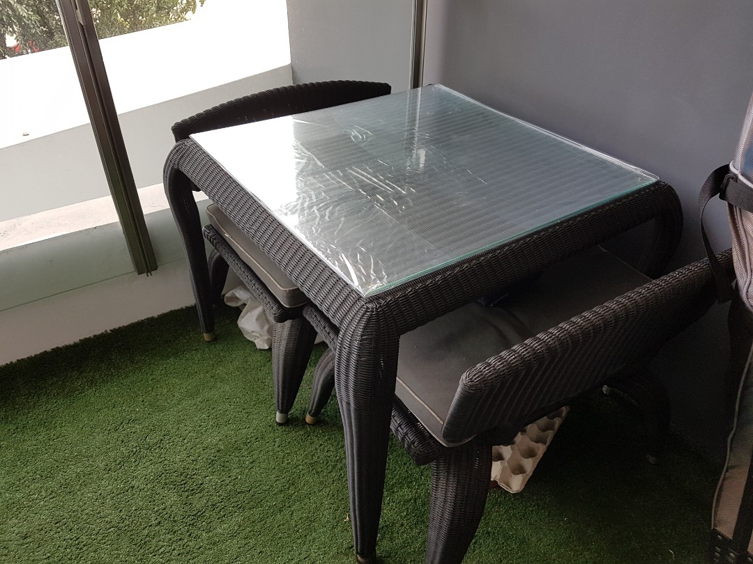 Outdoor Ratten Table and Sofa set, Furniture, Tables & Chairs on Carousell