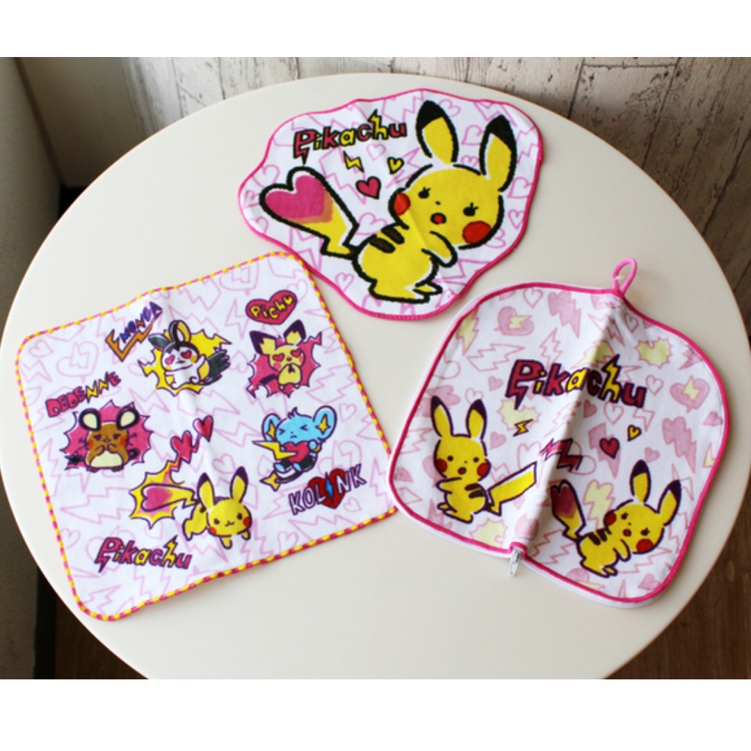 Pokemon Love Its Demo Its Demo Pikachu And Friends Wash Towel Die Cut Towel Towel Pouch Entertainment J Pop On Carousell