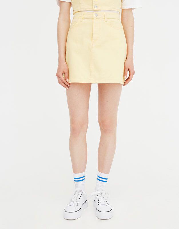 Pastel yellow denim skirt online