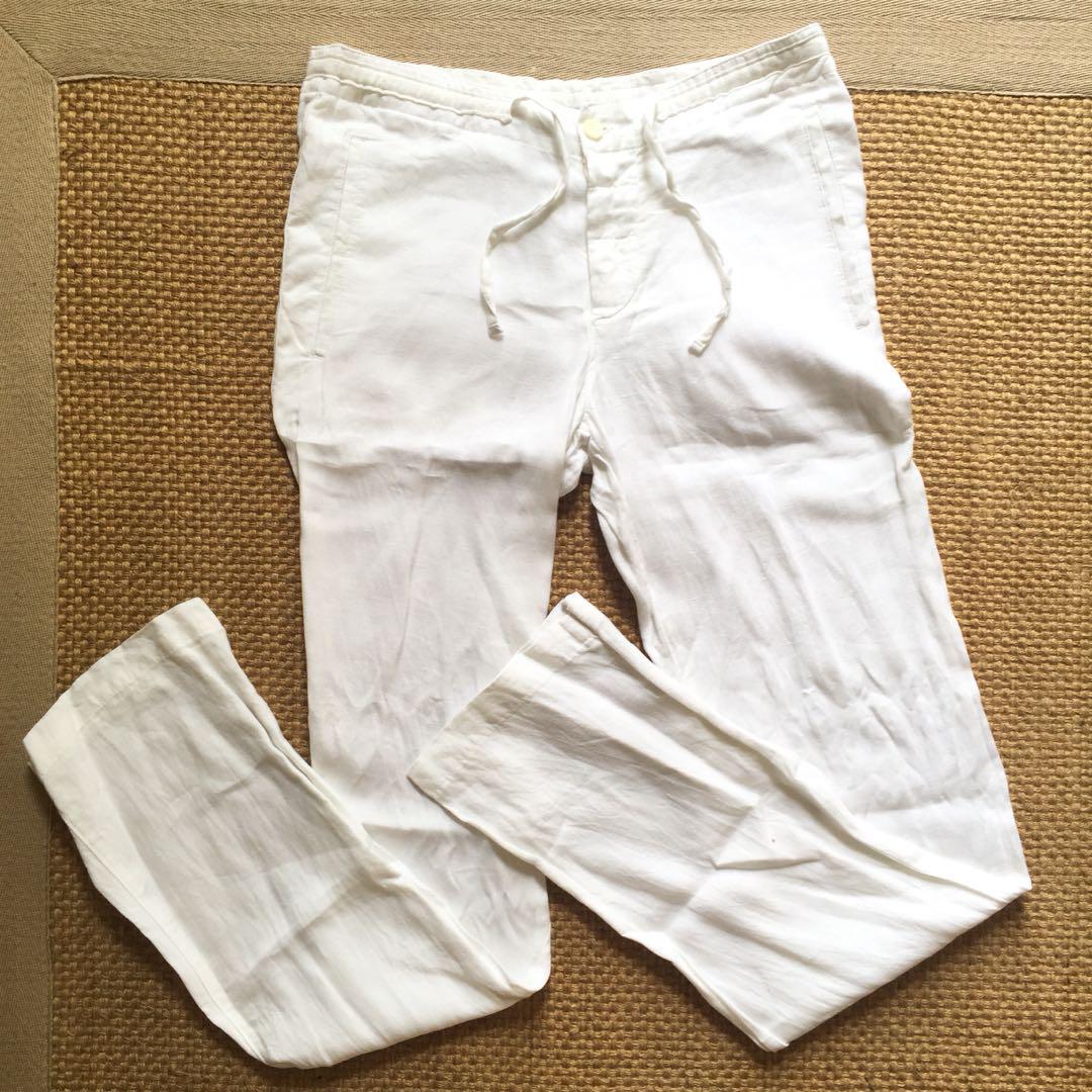 white linen pants zara