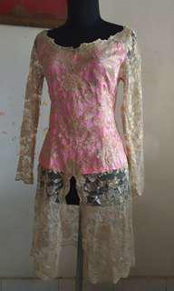 KEBAYA BROKAT PINK GOLD