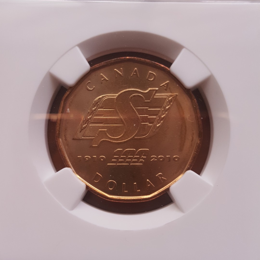 Canada 2010 $1 Coin Saskatchewan Roughriders Rare BU Coin.