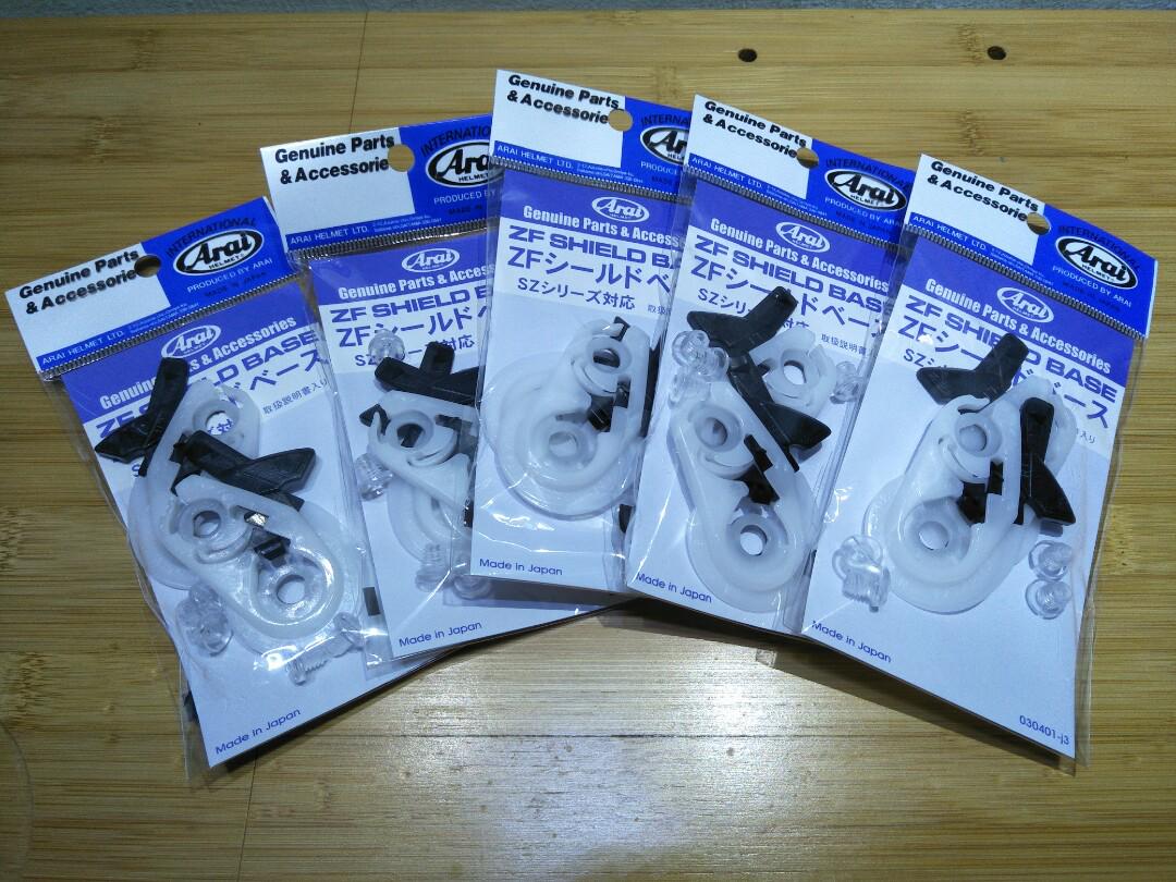 Arai Helmet Authentic Parts (Category: Motorcycle Apparel) located in Singapore. Submitted by Helmet_arts (Listing ID 185940453, Image 3). Description: ✅Arai ZF Shield Base - Ram3/4/5 ✅Arai ZR Shield Base - Ram2 ✅Arai IC-Duct Clear - Ram4X/5 ✅Arai Delta Duct5 Clear - Ram4 ✅Arai Delta Duct4 Grey - Ram3 ✅Arai SAI Shield Base - SAI Shield ✅Arai TDF3 Ducts Smoked - SZ-F Authentic Arai Parts from Japan Interested party can pm me or whatsapp me at +658