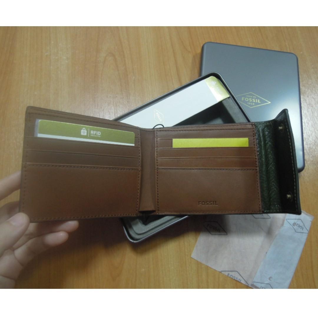 Fossil Men's Ethan Snap Leather Bifold Wallet in Green for Men