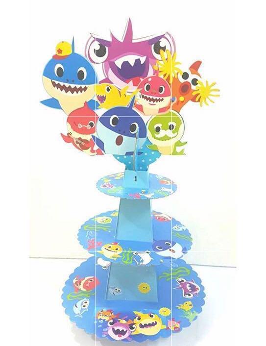 Baby Shark Cupcake Stand 3 Tier Hobbies Toys Stationery Craft Occasions Party Supplies On Carousell