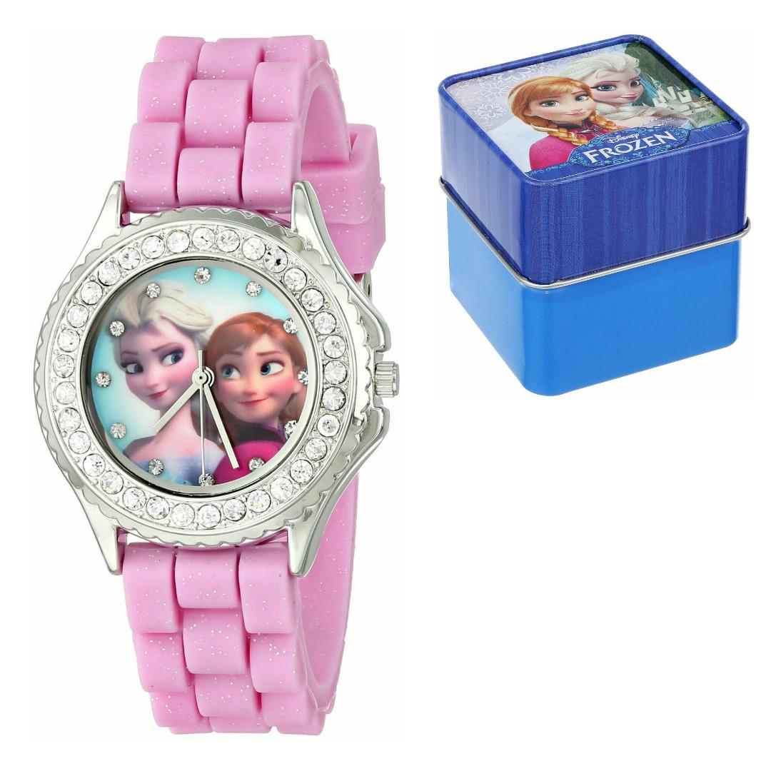 Tsum Tsum Elsa, Anna, Bambi and Stitch Girls' Stainless Steel Time Teacher  Watch, Silver Glitter Strap 