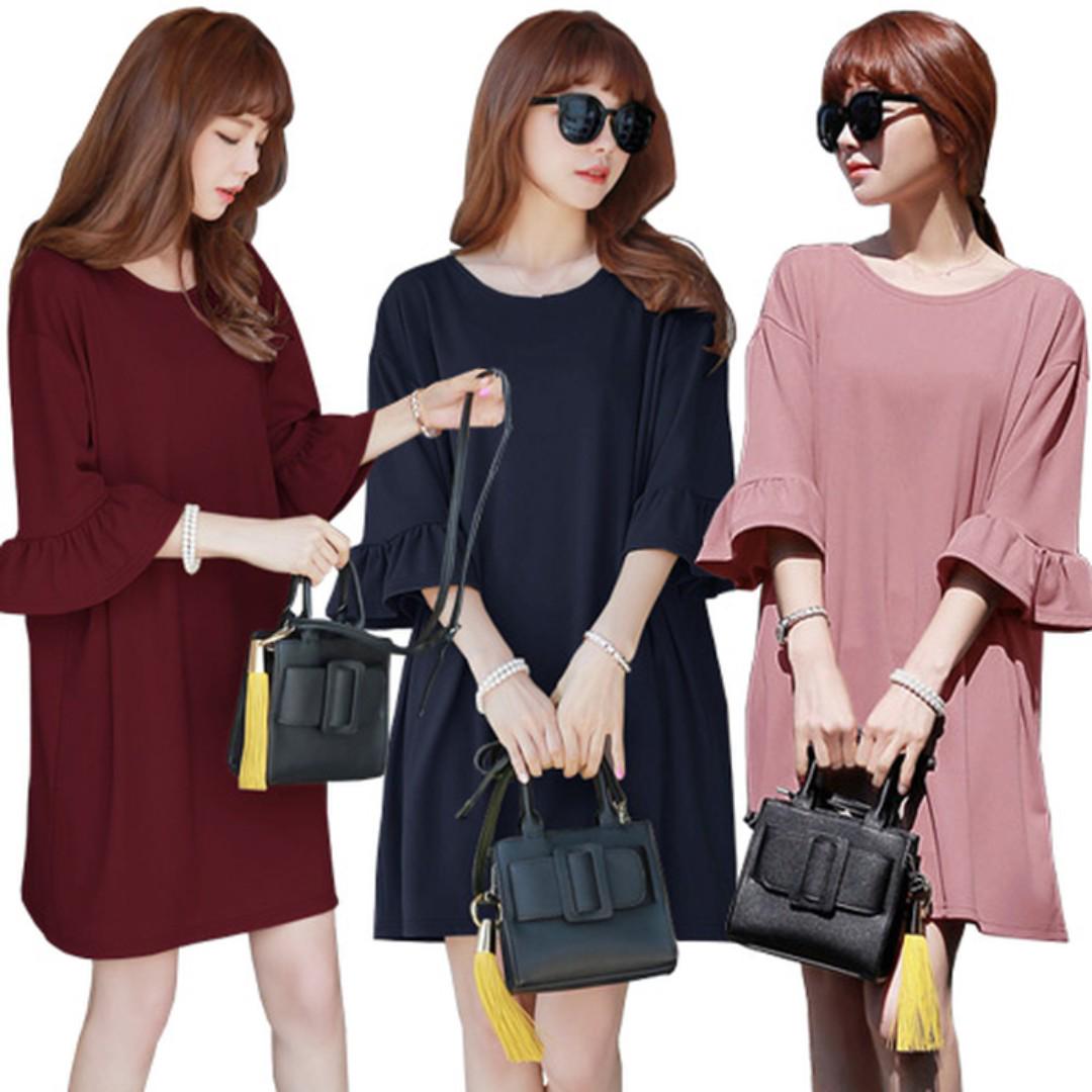 Dress Jumbo Wanita One Piece Baju Terusan Ala Korea Bigsize Mini