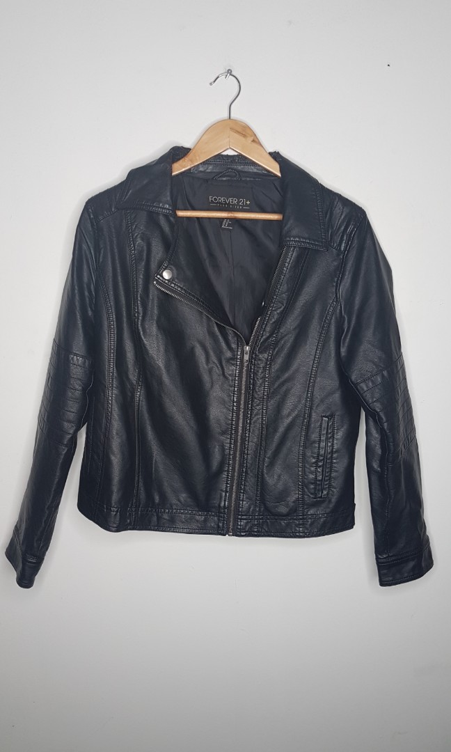 Forever21 Plus Size Xl Leather Jacket Women S Fashion Clothes On Photo