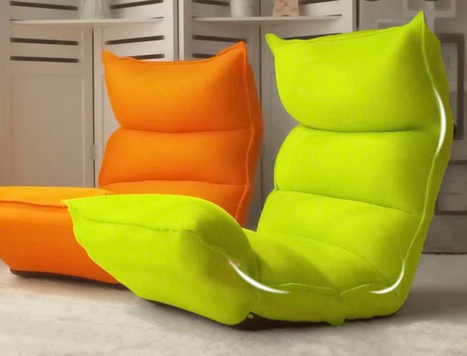 Green Lazy Sofa No Leg With Extra Orange Cover Furniture Green Lazy Sofa No Leg With Extra Orange Cover Furniture