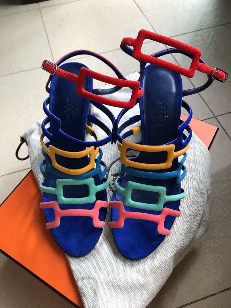 multicoloured sandals heels