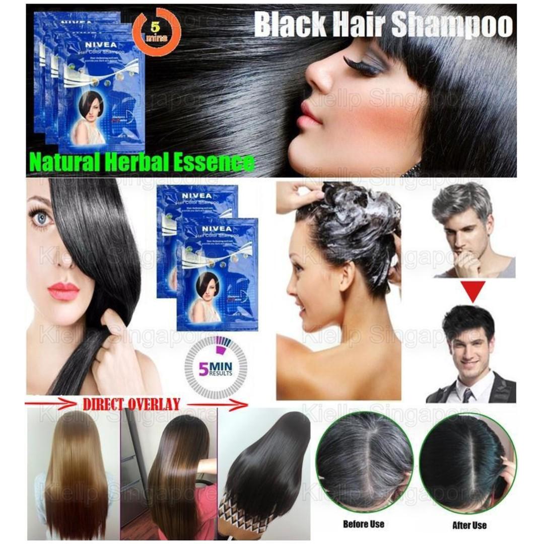 Sold Out Kiellp å¥³äººæˆ'æœ€å¤§ Nivea Hair Color Black Shampoo Wash Instant Black Dye Natural Herbal Essences Fomulation Cover Grey White Hair Completely Health Beauty Hair Care On Carousell