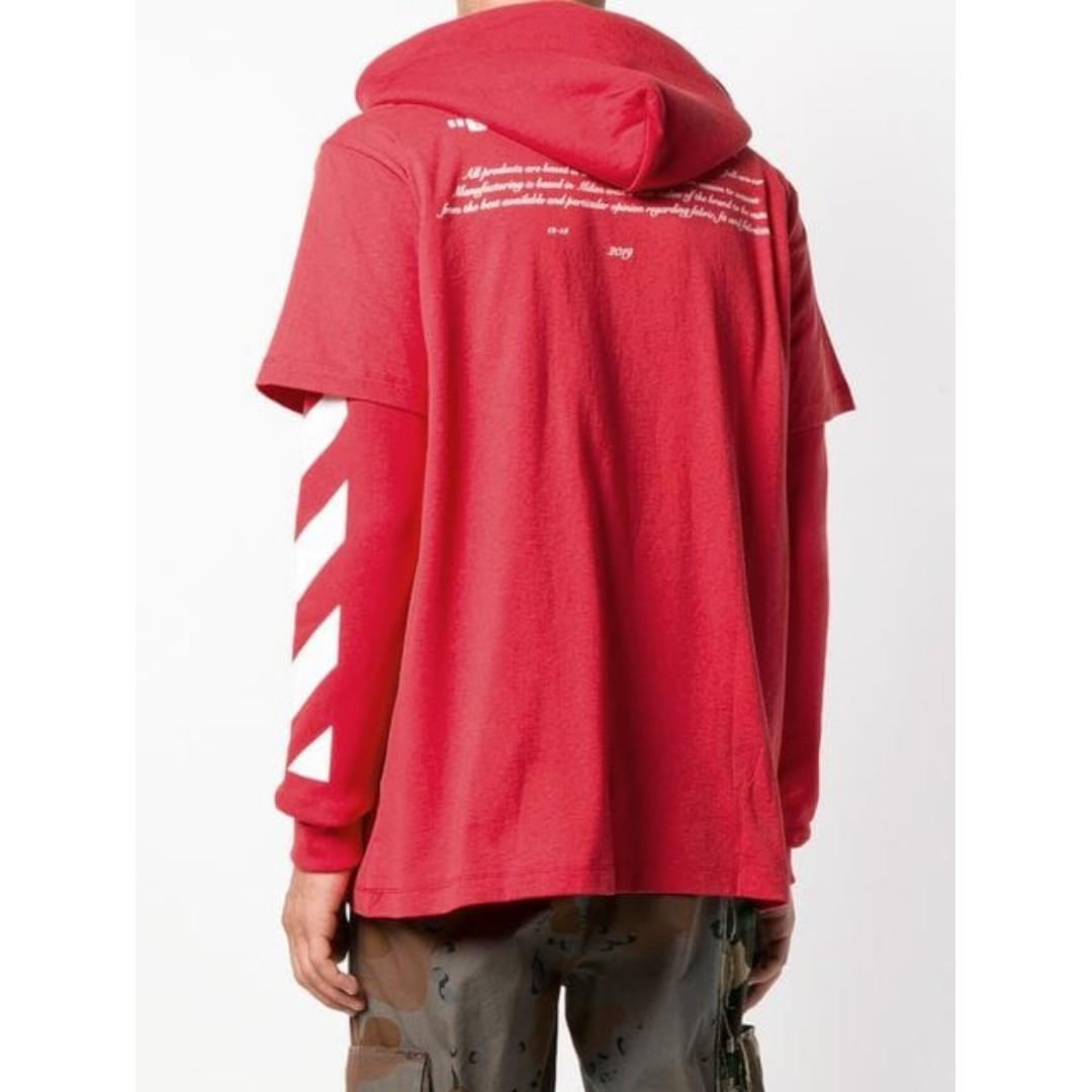 Off white red sales diagonal hoodie