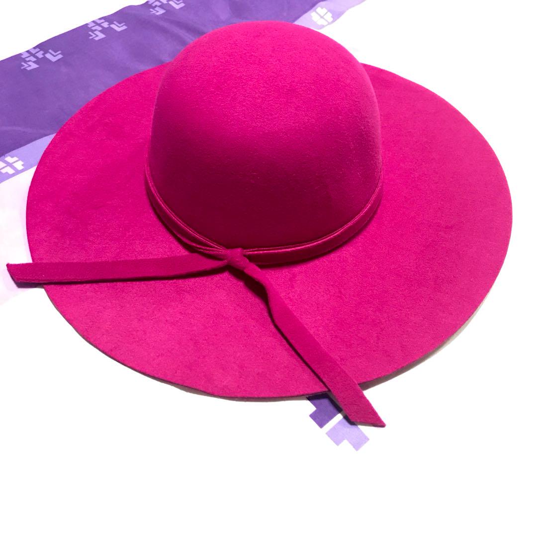 pink felt hat