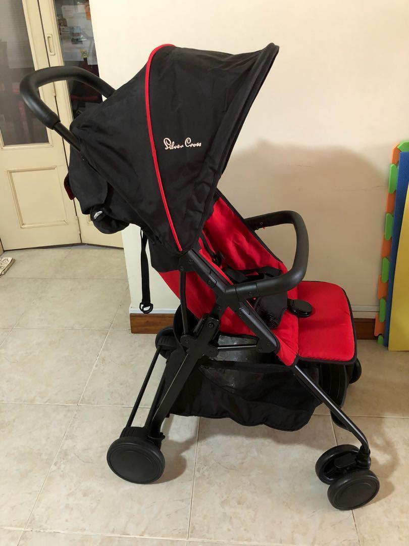 red silver cross stroller